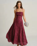 Valeria | Vestido largo lencero en rojo vino