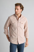 Camisa Tejana Algodón Beige Arena Botón Cuerno
