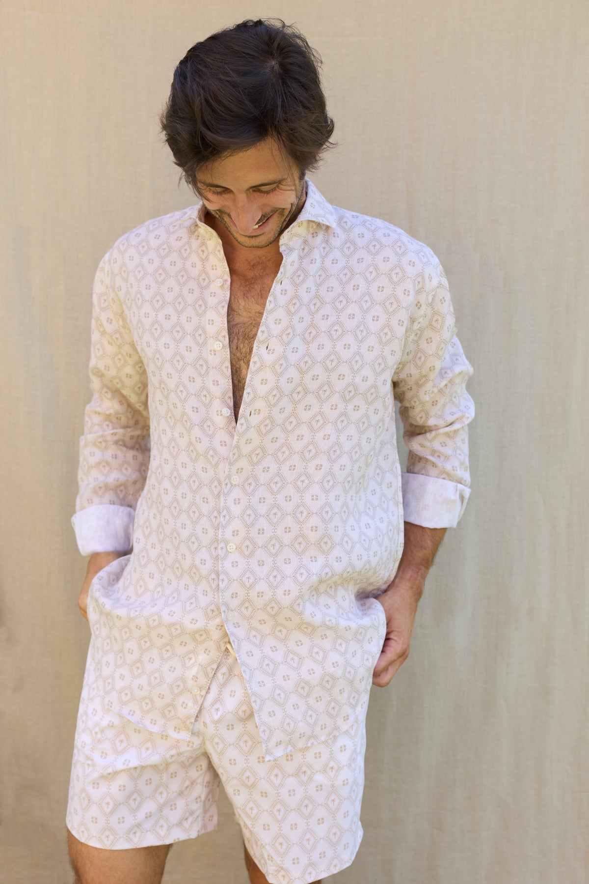 Camisa Lino Palm Blanca