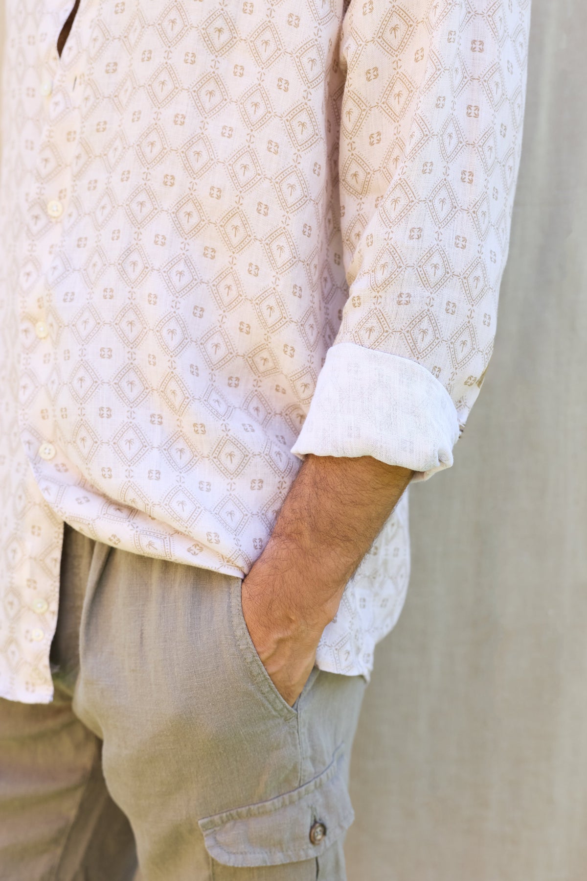 Camisa Lino Palm Blanca
