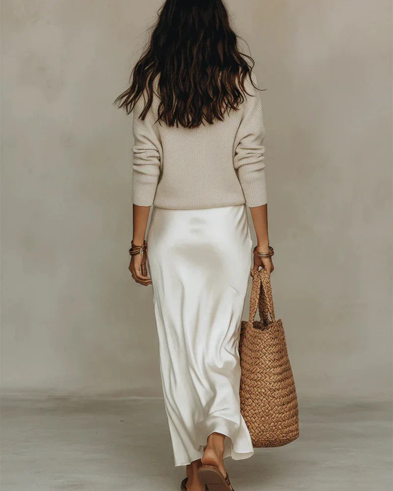 Elena | Vestido Satinado Con Jersey Incluido