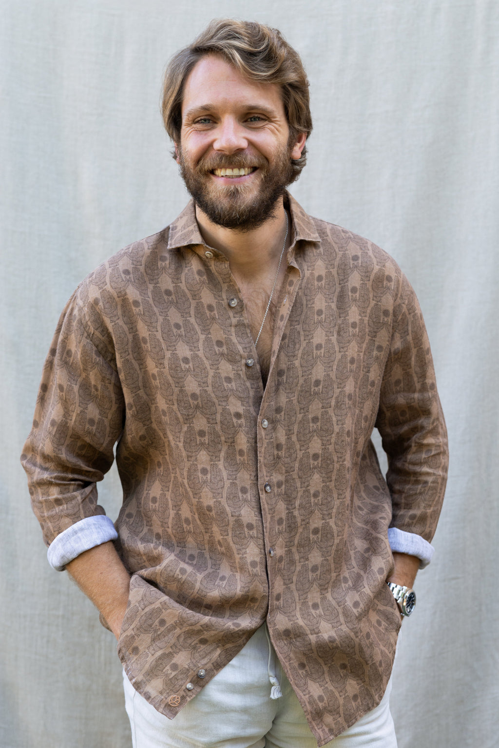 Camisa Lino Dore Tostada