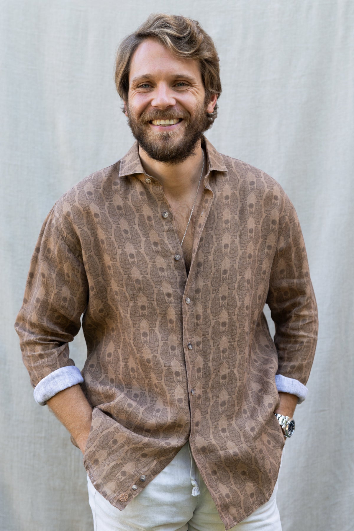 Camisa Lino Dore Tostada