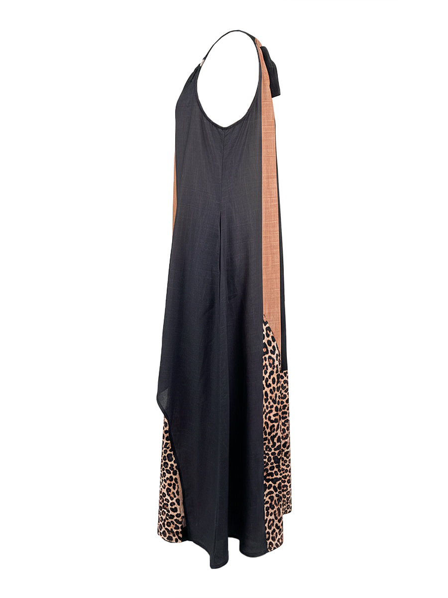 Vestido largo con estampado de leopardo