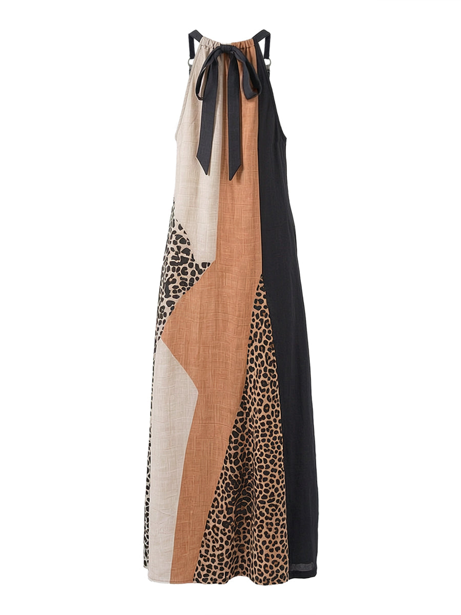 Vestido largo con estampado de leopardo