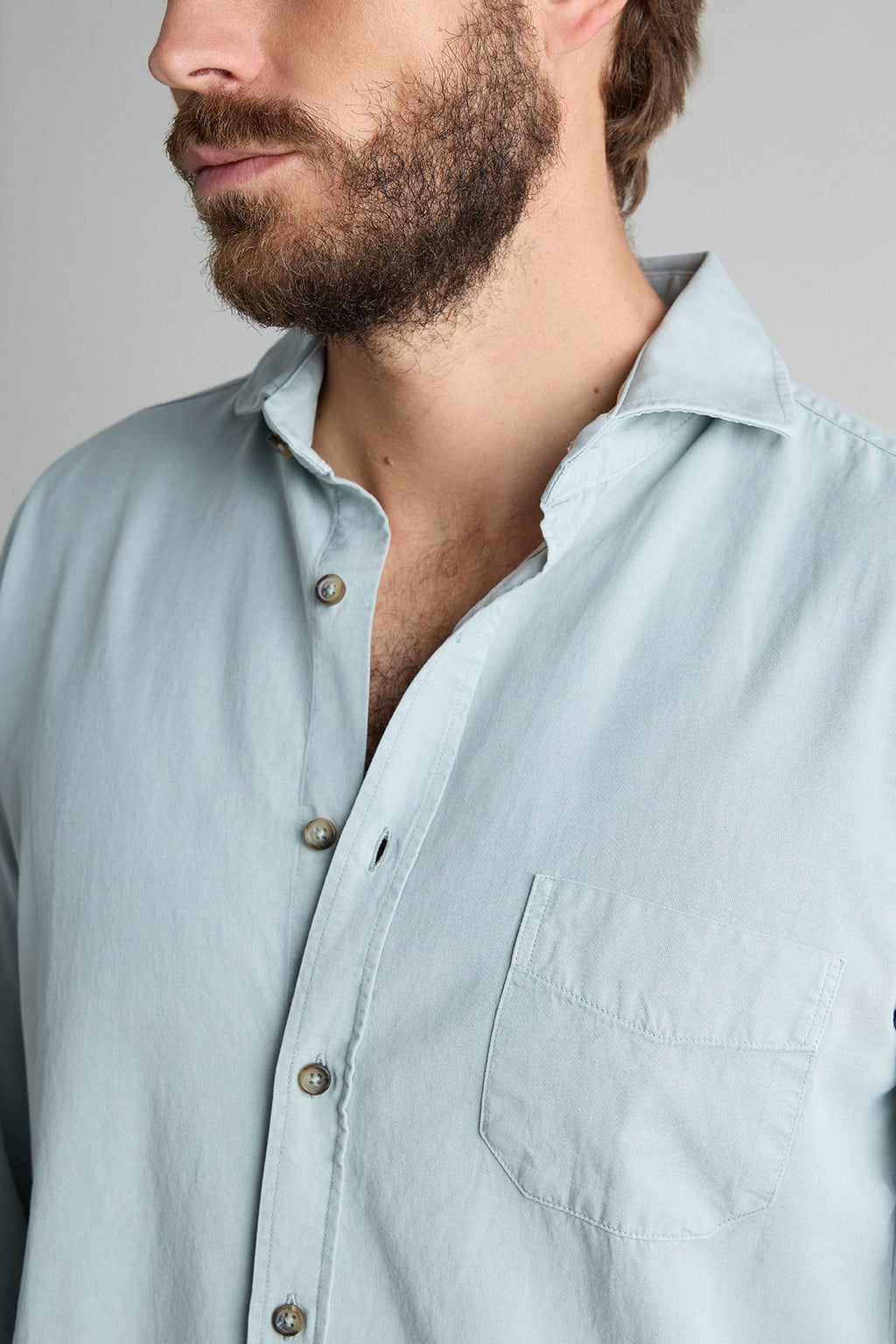 Camisa Tencel Bolsillo Verde Agua