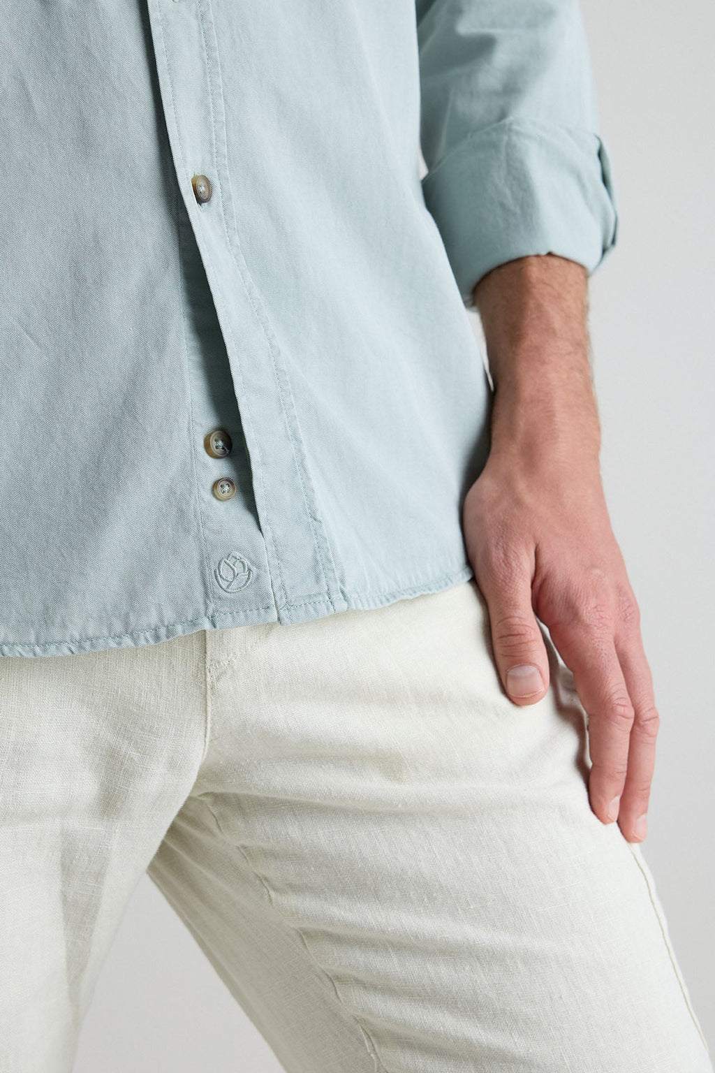 Camisa Tencel Bolsillo Verde Agua