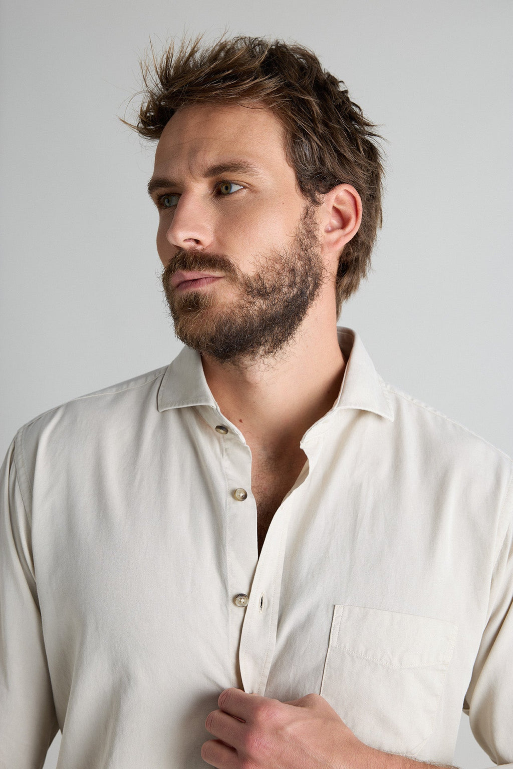 Camisa Tencel Bolsillo Arena