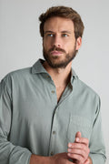 Camisa Tencel Bolsillo Verde Seco
