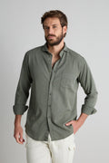Camisa Tencel Bolsillo Verde Oscuro
