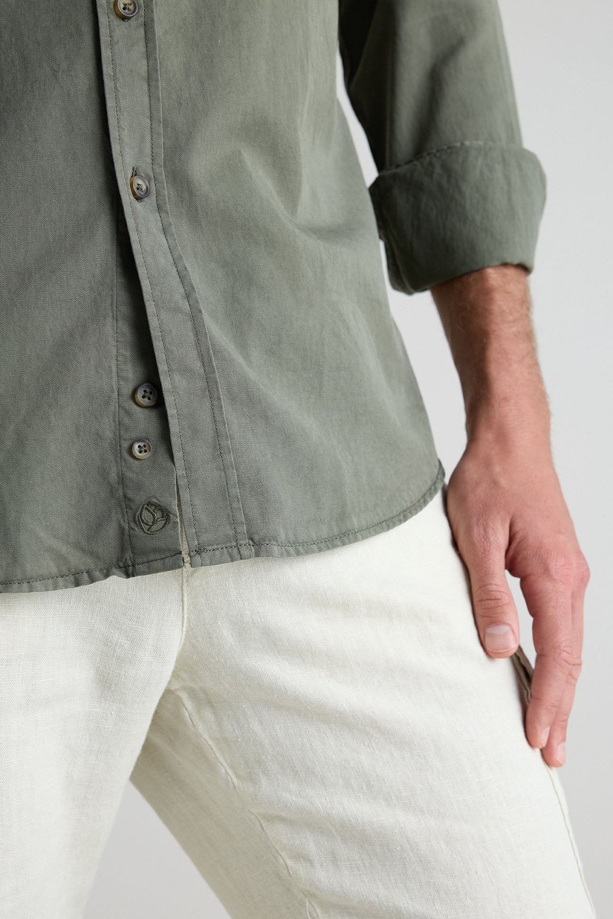 Camisa Tencel Bolsillo Verde Oscuro