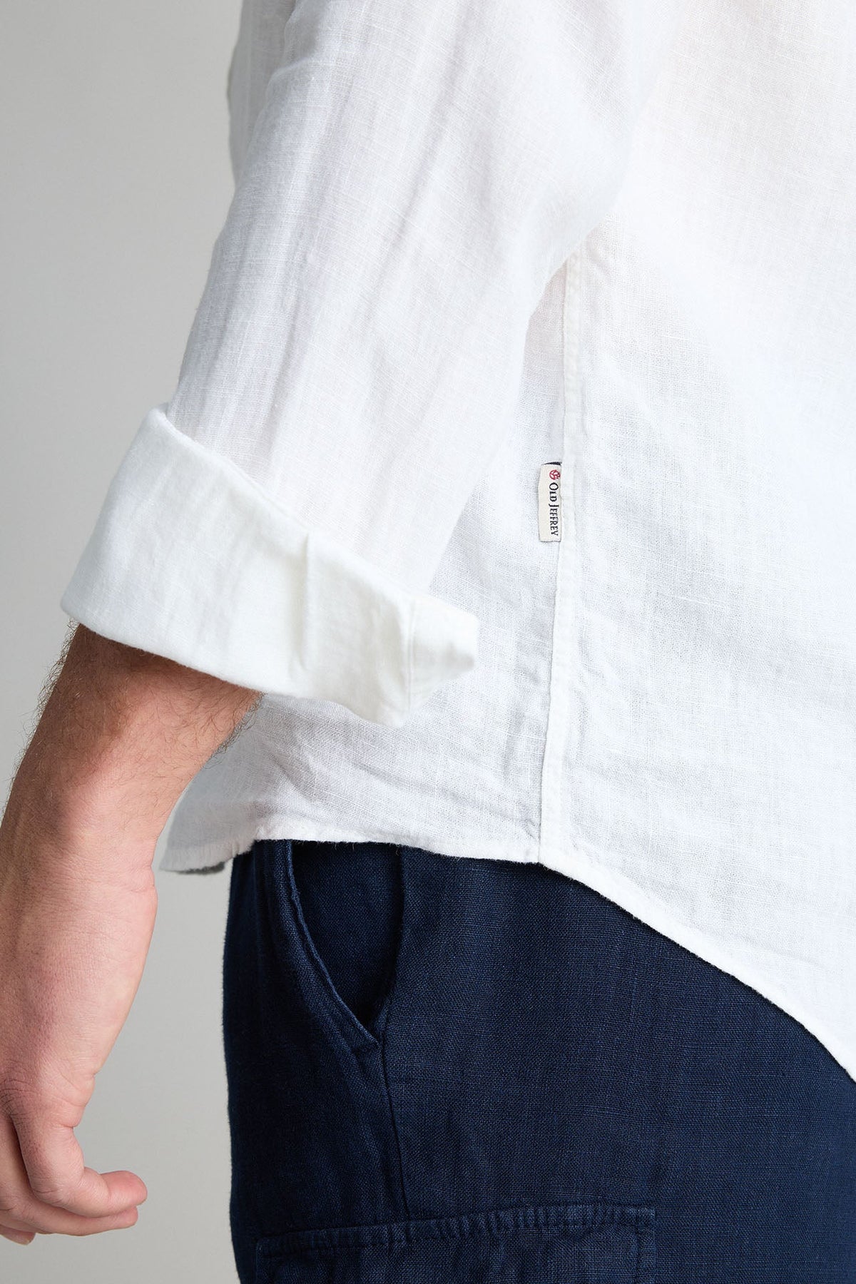 Camisa Lino Cuello Mao Blanco Botones Cuerno
