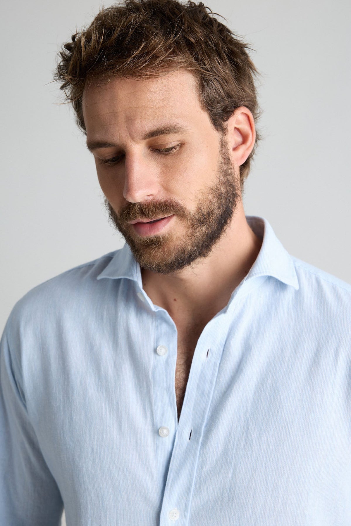 Camisa Lino Mil Rayas Azul