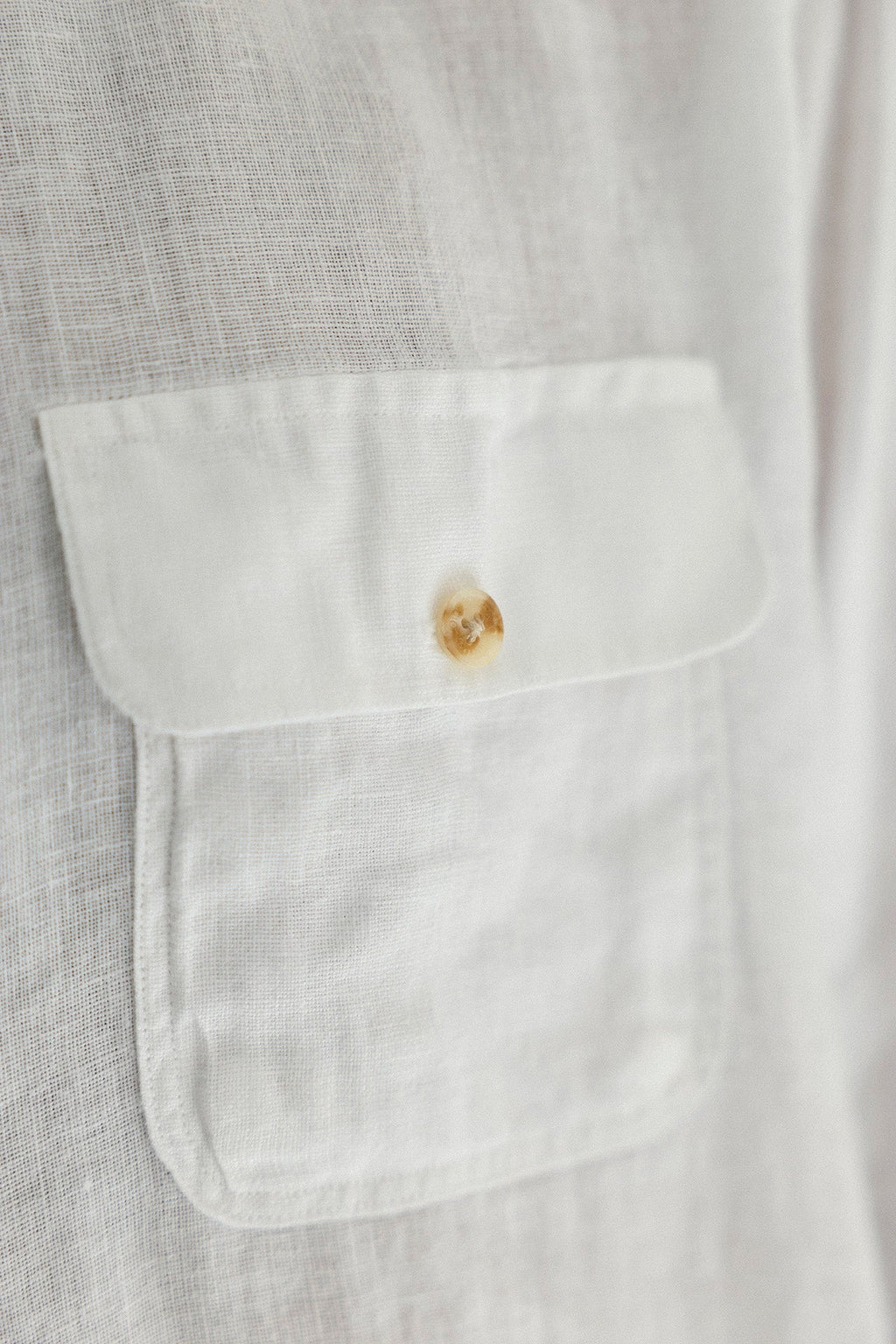Camisa Lino 2 Bolsillos Pecho Blanco