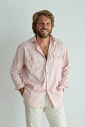 Camisa Algodón 2 Bolsillos Pecho Rosa Palo Costura Vertical