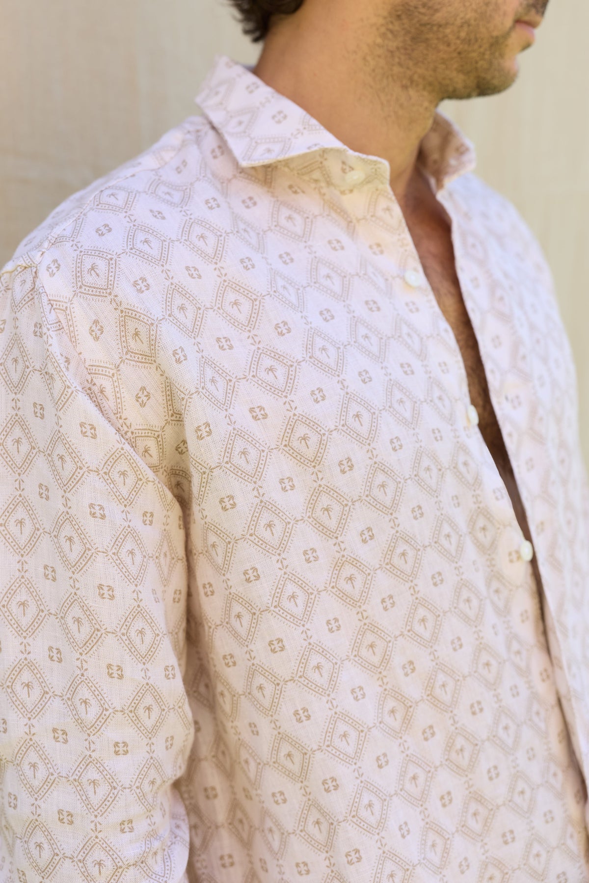 Camisa Lino Palm Blanca