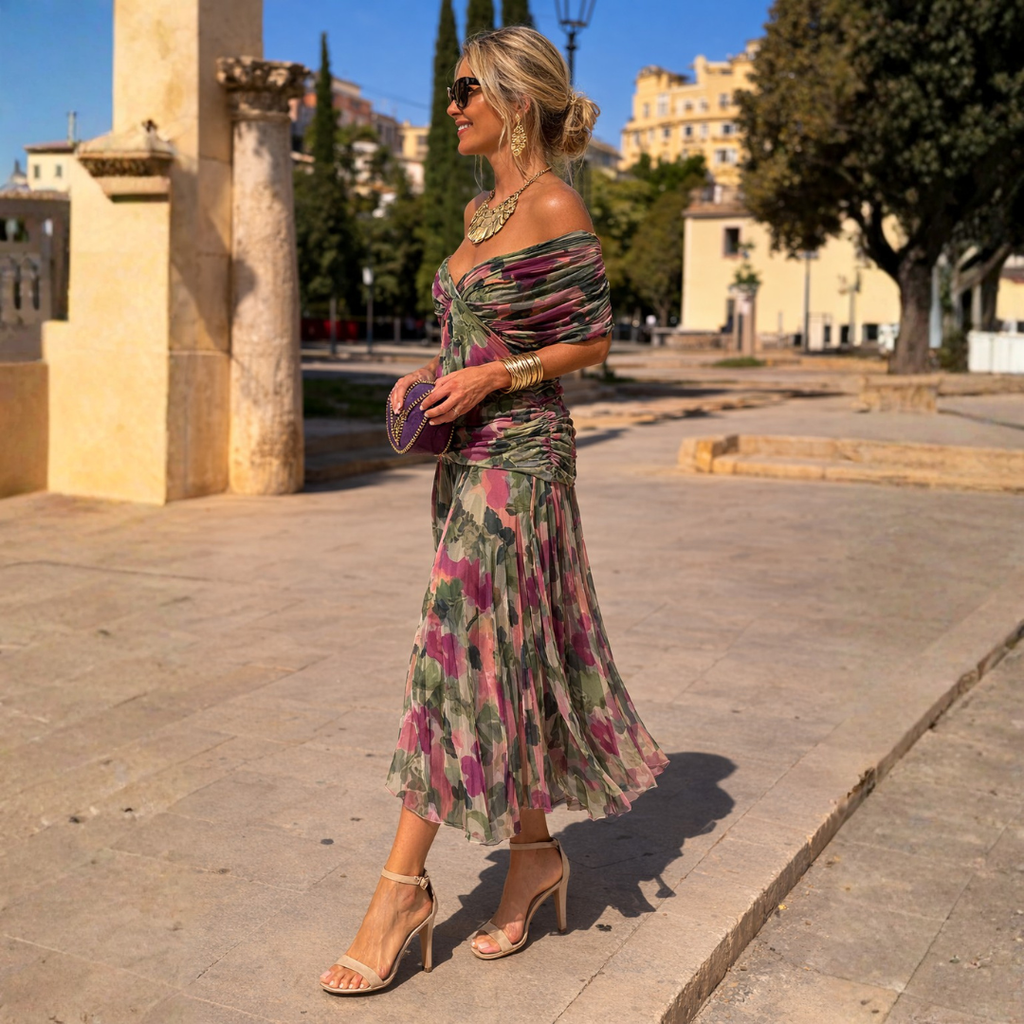 Mikaela | Vestido maxi con hombros descubiertos