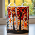 Cesta acolchada con bosque otoñal