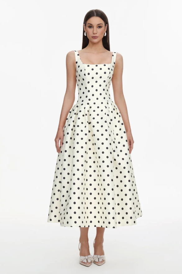 Vestido largo sin mangas estampado de ondas