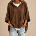 Poncho de Punto con Capucha en Marrón