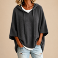 Poncho de Punto con Capucha en Gris