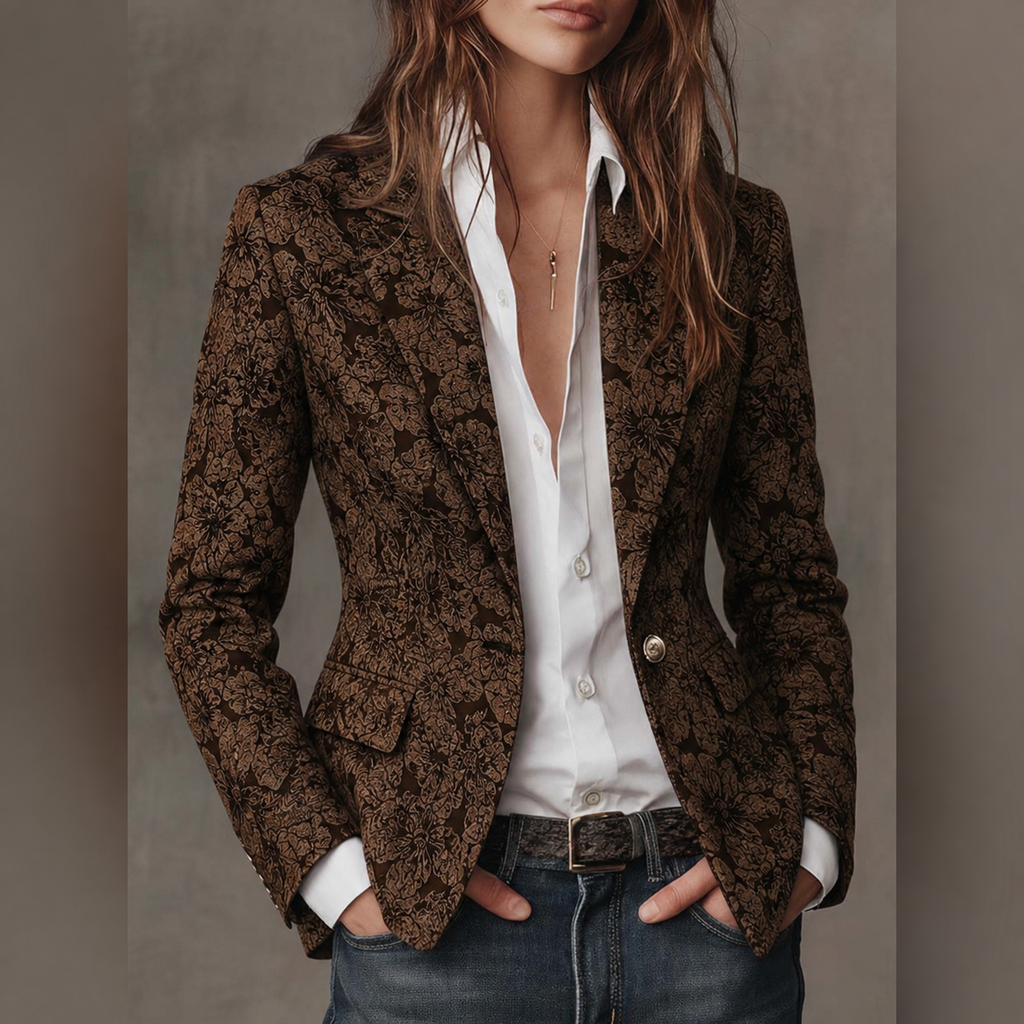 Blazer entallado para mujer de jacquard con estampado paisley