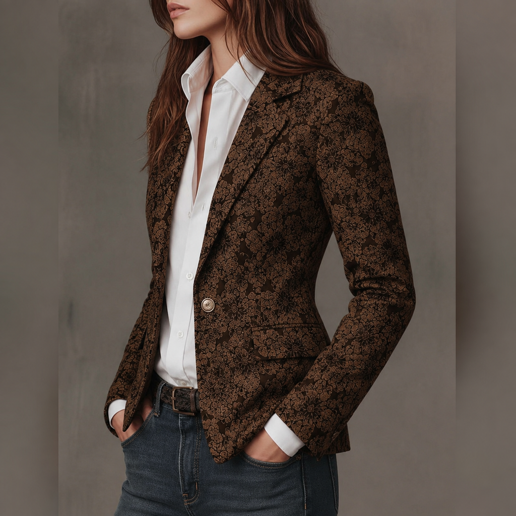 Blazer entallado para mujer de jacquard con estampado paisley
