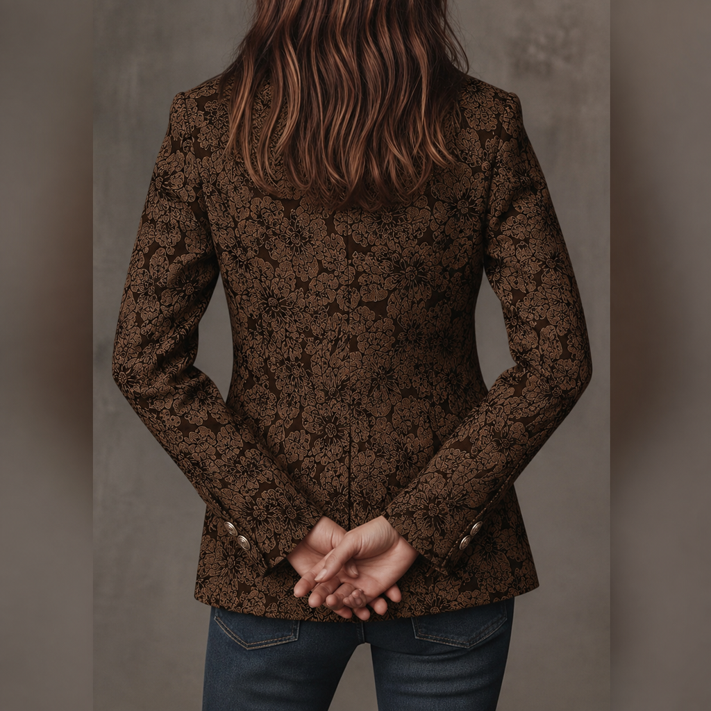 Blazer entallado para mujer de jacquard con estampado paisley