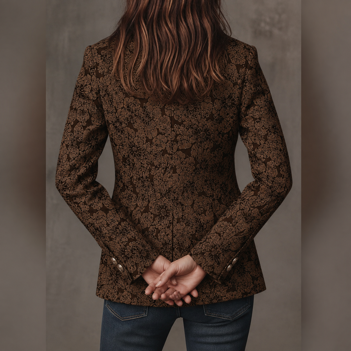 Blazer entallado para mujer de jacquard con estampado paisley