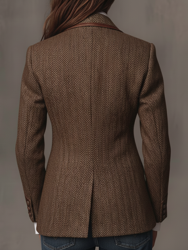 Blazer de mujer de espiga con paneles estampados