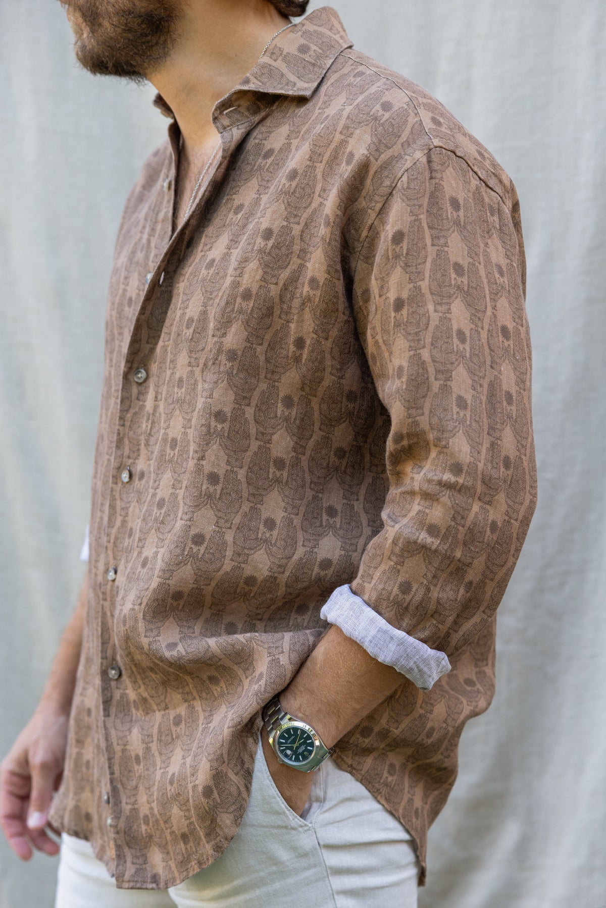 Camisa Lino Dore Tostada