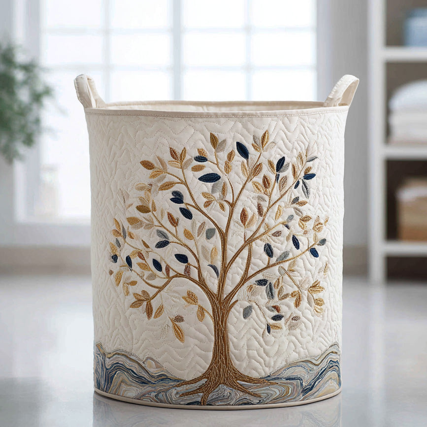 Cesta acolchada con árbol en plena floración