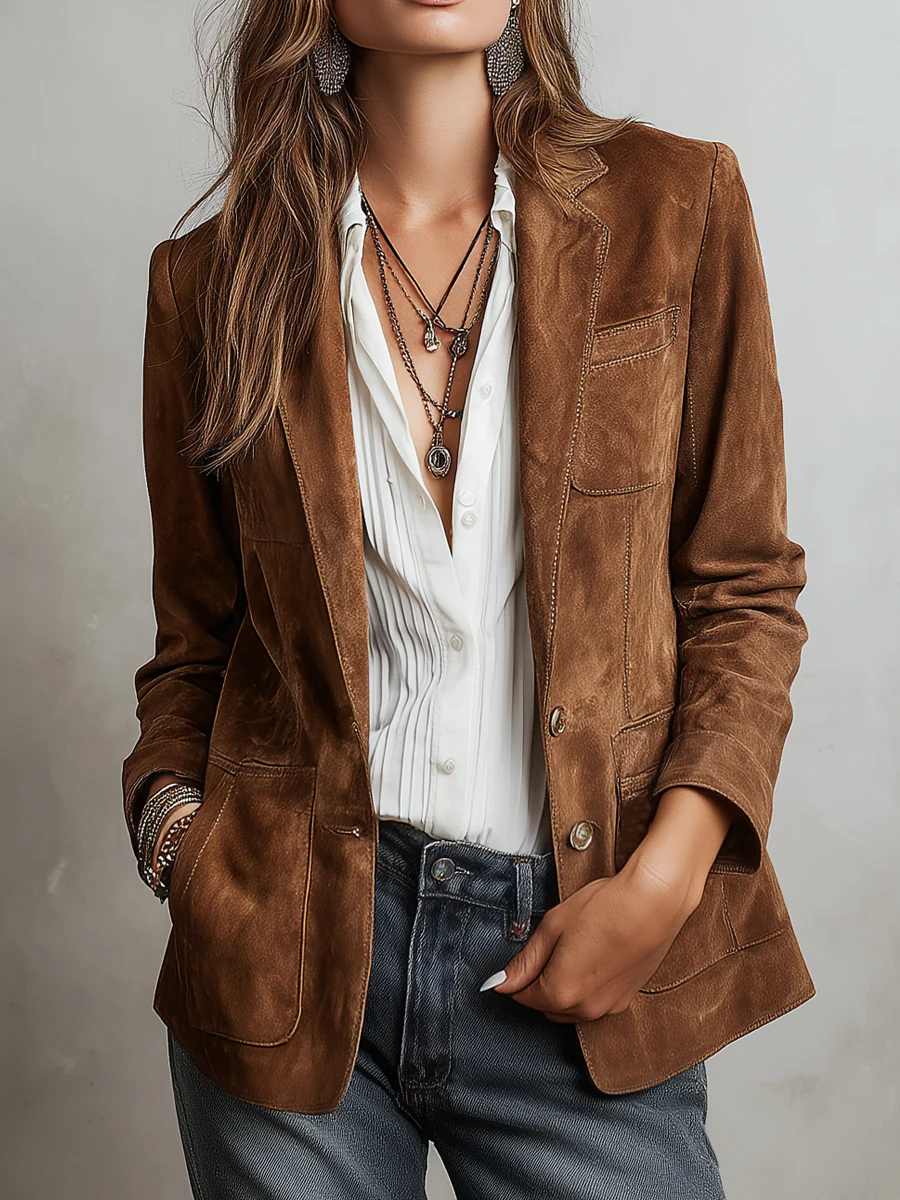 Blazer vintage da donna marrone