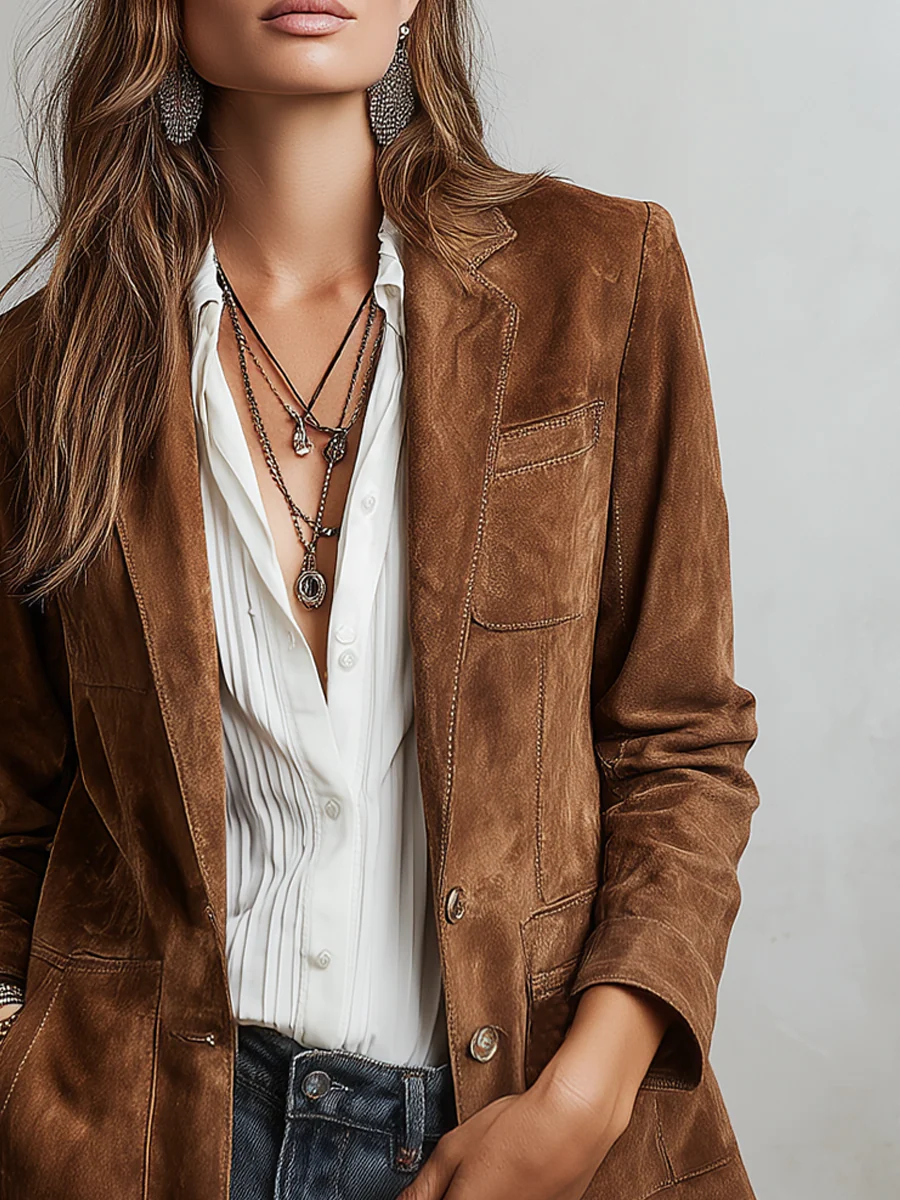 Blazer vintage da donna marrone