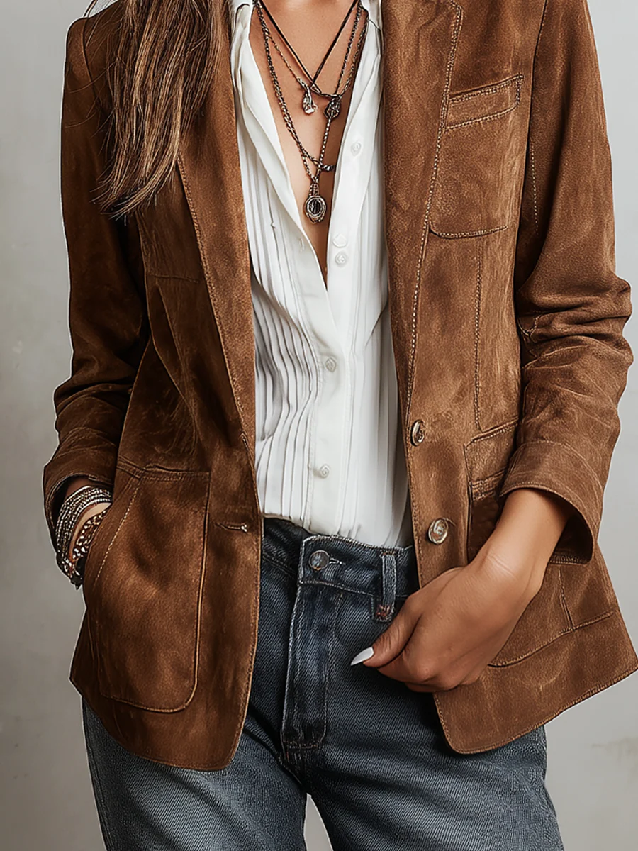 Blazer vintage da donna marrone