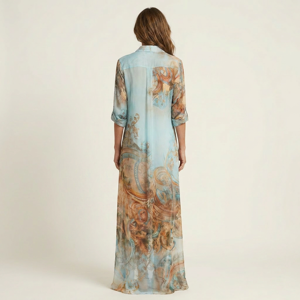 AliceLeon™ | Vestido camisero largo de seda