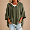 Poncho de Punto con Capucha en Verde Militar